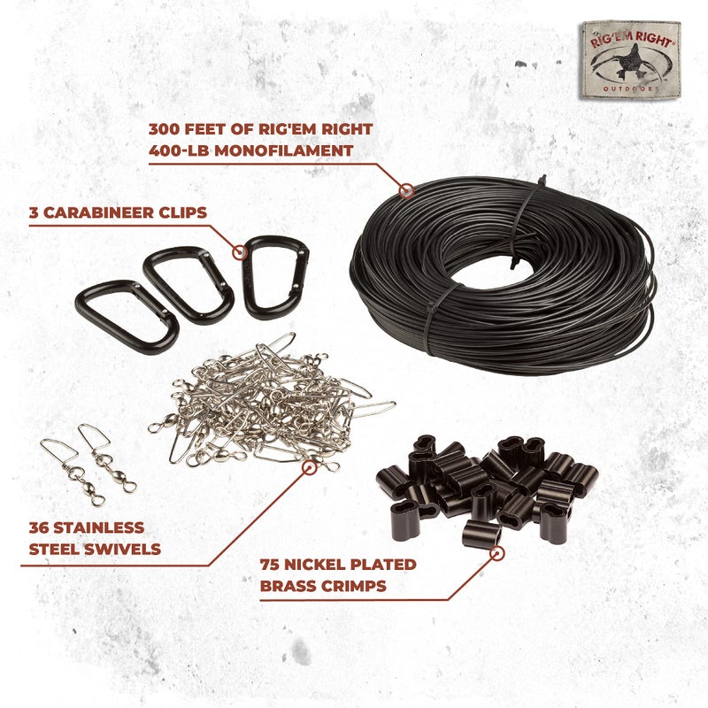 Rig Em Right Rig'Em Right Waterfowl Do-It-Yourself Custom Texas Style Decoy Anchor Rigging System - Build 3-Dozen, Eight Foot Long Rigs - Image 2